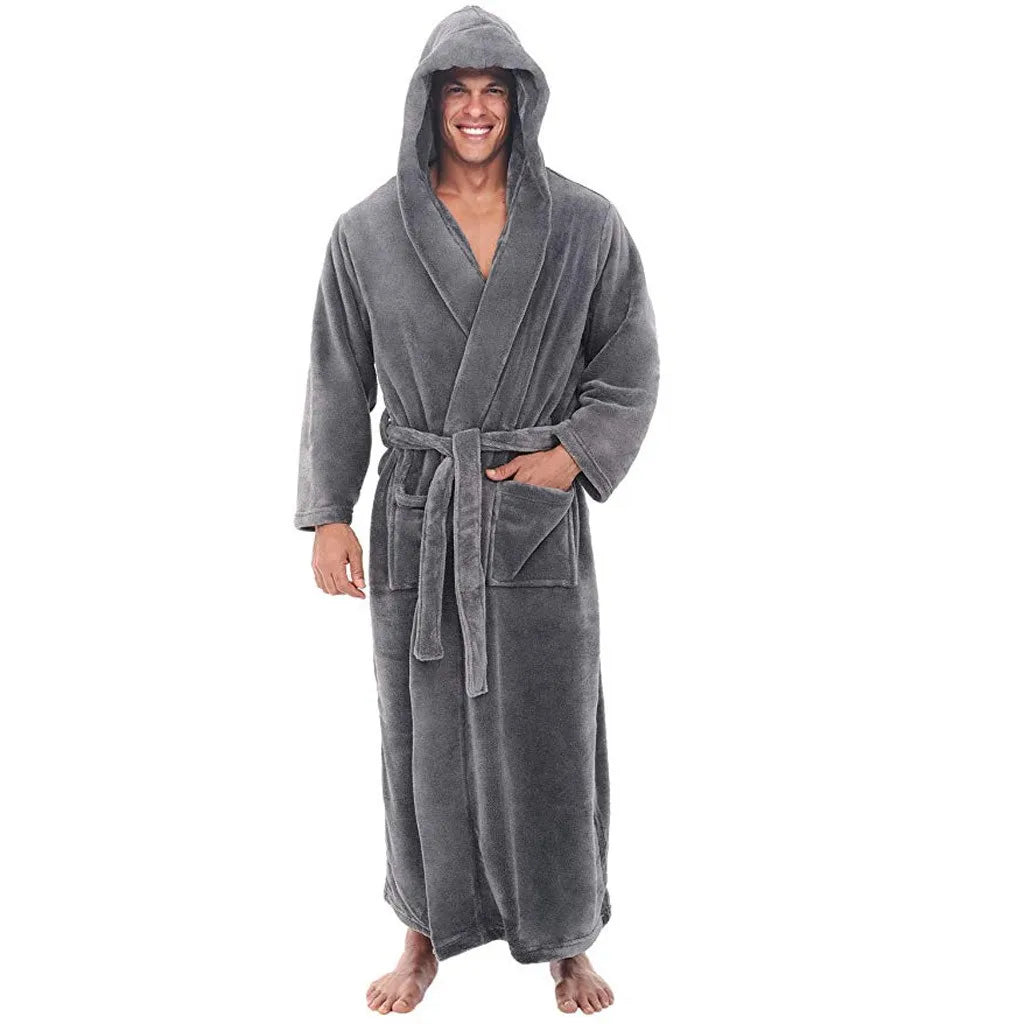 MenÕs Hooded Bathrobe Ð Soft Plush Robe for Warmth, Comfort & Relaxation 0