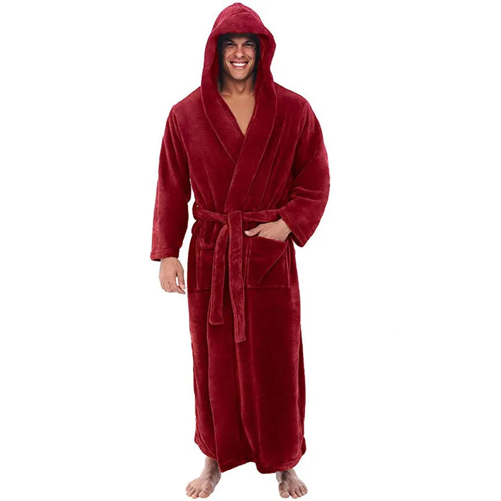 MenÕs Hooded Bathrobe Ð Soft Plush Robe for Warmth, Comfort & Relaxation 1