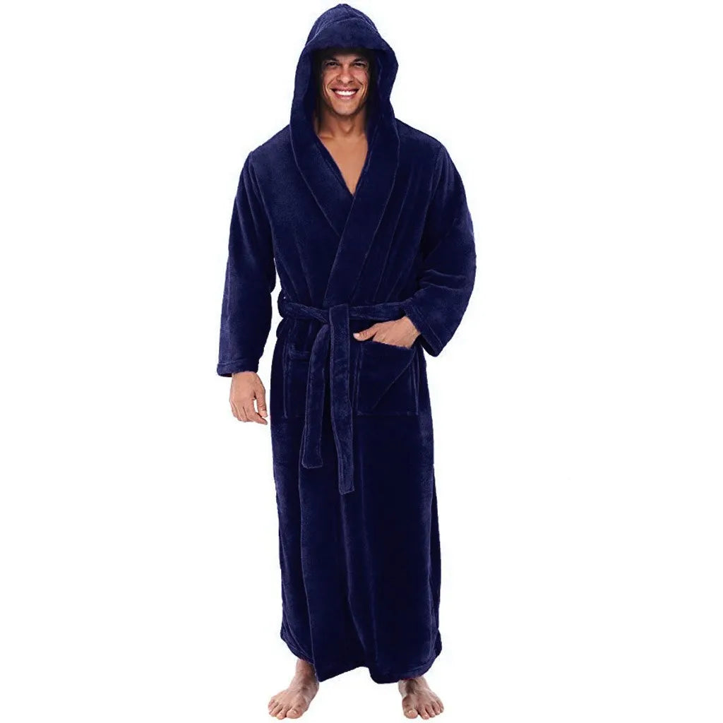 MenÕs Hooded Bathrobe Ð Soft Plush Robe for Warmth, Comfort & Relaxation 2