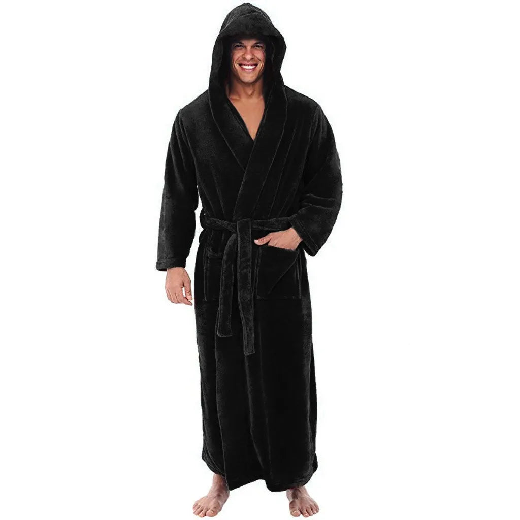 MenÕs Hooded Bathrobe Ð Soft Plush Robe for Warmth, Comfort & Relaxation 4