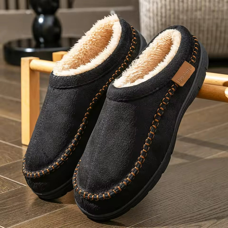 Men's Indoor Slippers with a Low Heel and Solid Pattern for Winter 1