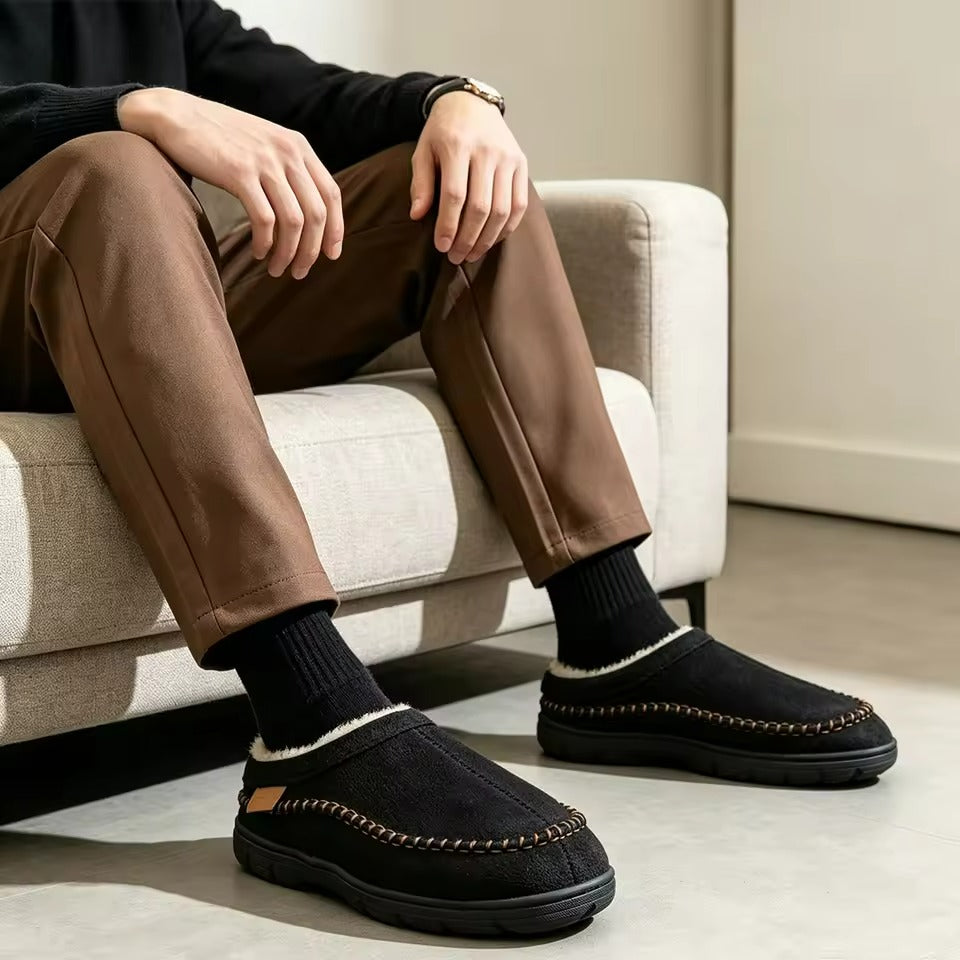 Men's Indoor Slippers with a Low Heel and Solid Pattern for Winter 2