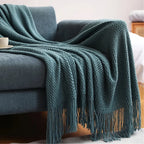 Merino-Style Acrylic Blanket with Tassels for Year-Round Comfort – Soft, Breathable, Machine Washable, Multiple Colors Available 0