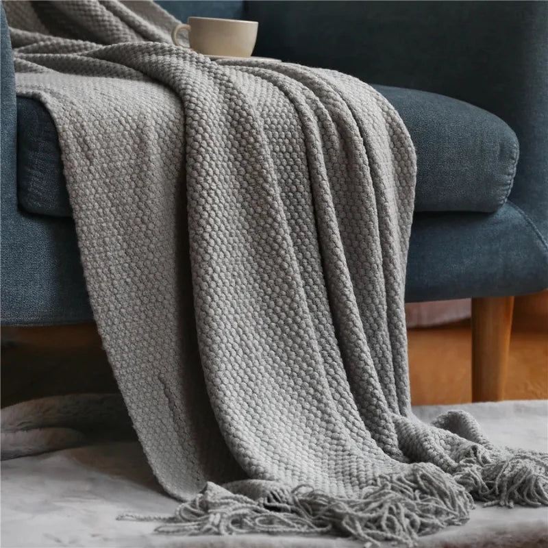 Merino-Style Acrylic Blanket with Tassels for Year-Round Comfort – Soft, Breathable, Machine Washable, Multiple Colors Available 4