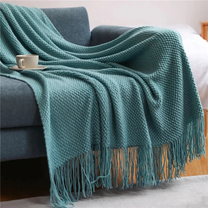 Merino-Style Acrylic Blanket with Tassels for Year-Round Comfort – Soft, Breathable, Machine Washable, Multiple Colors Available 7