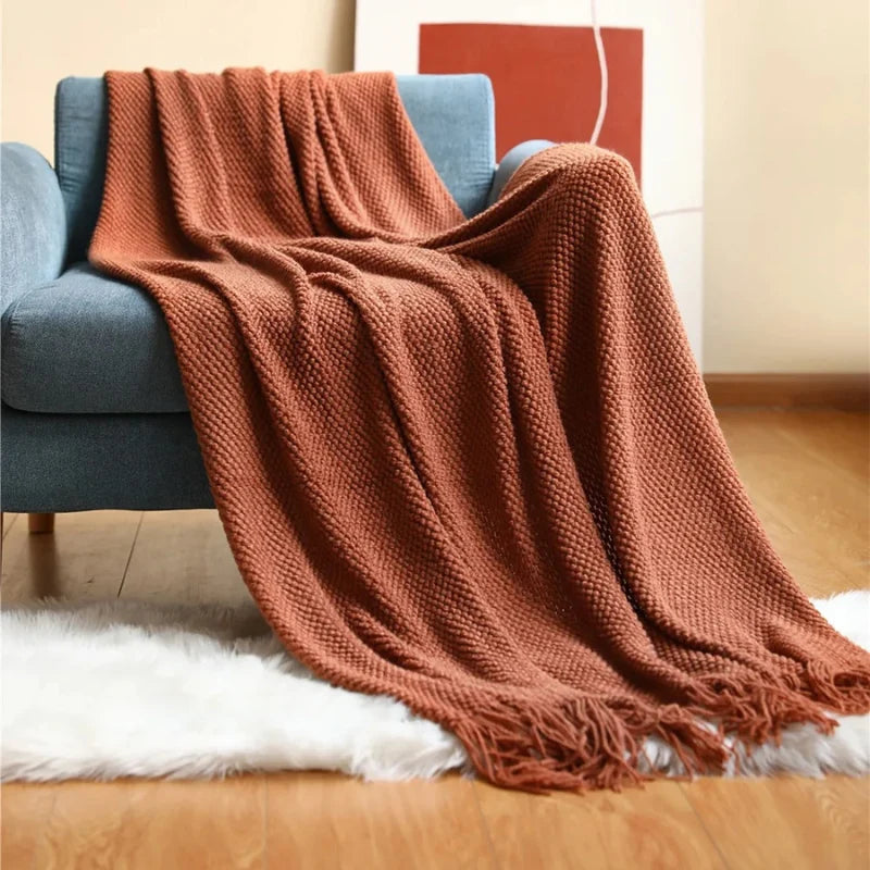 Merino-Style Acrylic Blanket with Tassels for Year-Round Comfort – Soft, Breathable, Machine Washable, Multiple Colors Available 8