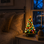 Merry Christmas Tree Decoration with Golden Star and Lights 2