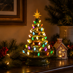 Merry Christmas Tree Decoration with Golden Star and Lights 3