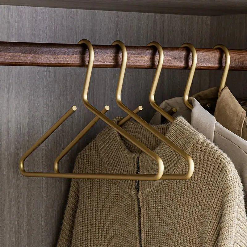 Metal Clothes Hangers 5-Pack - Durable Non-Slip Coat Hanger Set in Matte Gold & Silver 1