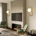 Mid Century Wall Sconce - Modern Gold Finish with White Globe Shades 2