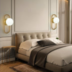 Mid Century Wall Sconce - Modern Gold Finish with White Globe Shades 3
