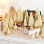 Mini Christmas Tree Set - 30 Trees with Snow Effect and Wooden Bases, 6-13 cm Tall for Winter Decorations and Crafting 0