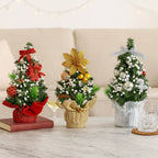 Mini Christmas Tree Set - 3 Decorated Artificial Trees for Festive Display 0