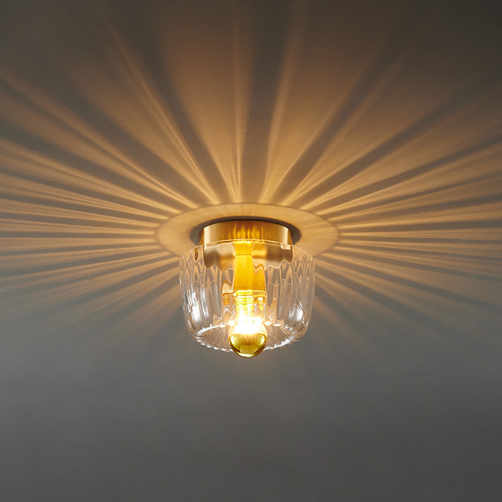 Mini Clear Flush Mount Ceiling Light - Modern Brass Design, E14 Base 1