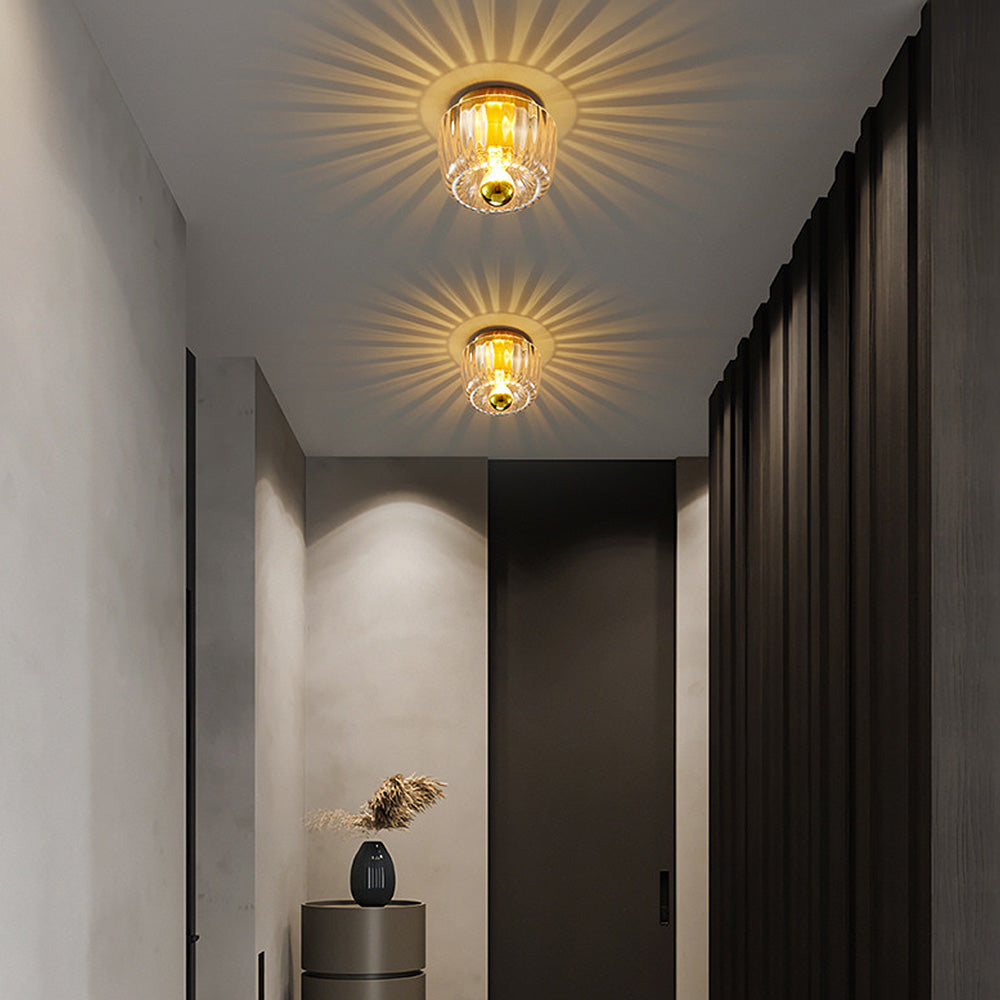 Mini Clear Flush Mount Ceiling Light - Modern Brass Design, E14 Base 2