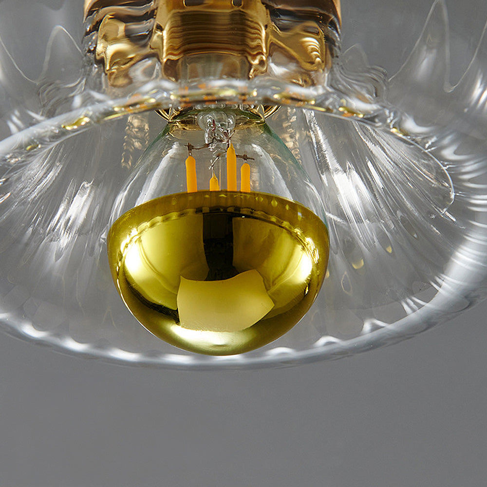 Mini Clear Flush Mount Ceiling Light - Modern Brass Design, E14 Base 3