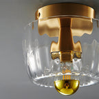 Mini Clear Flush Mount Ceiling Light - Modern Brass Design, E14 Base 4