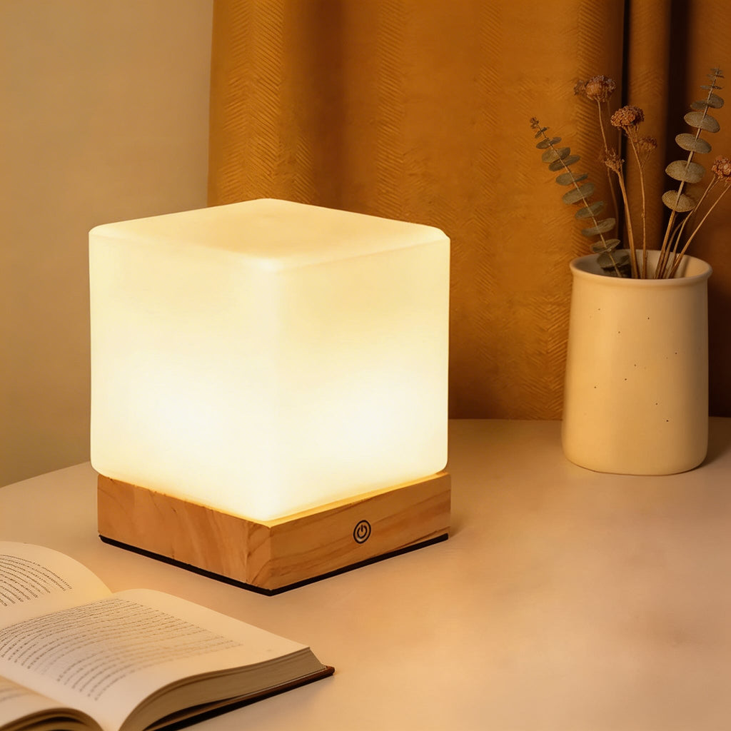 Mini Cube Table Lamp - Cordless Touch Control & Warm LED Light 0