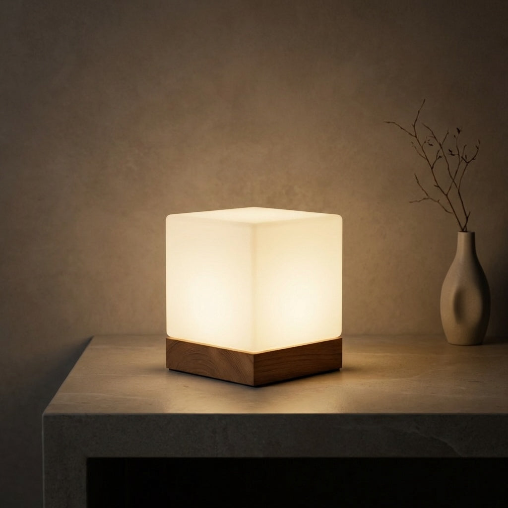 Mini Cube Table Lamp - Cordless Touch Control & Warm LED Light 1