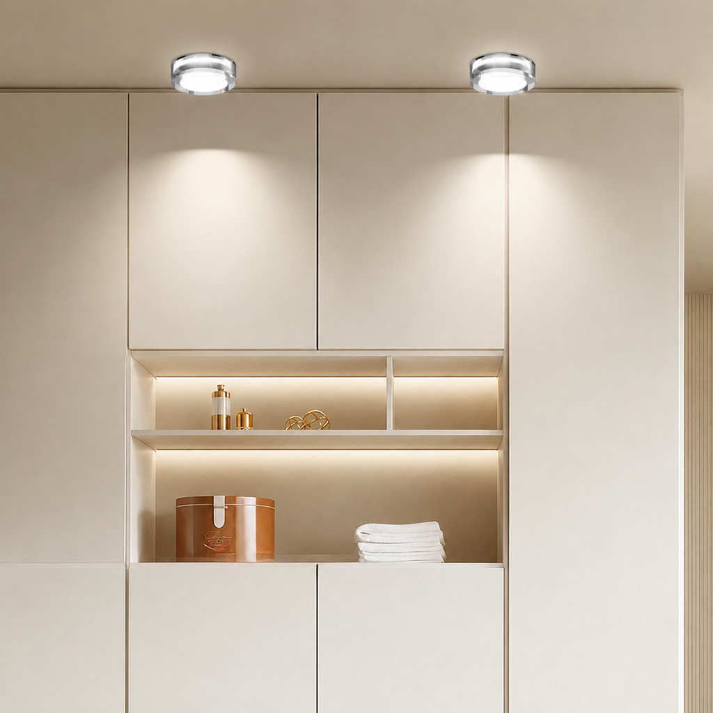 Mini Flush Mount Ceiling Light, LED Compatible, 7W Max, Gold or Silver Finish 1