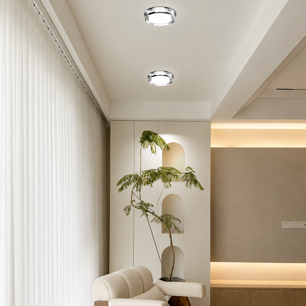 Mini Flush Mount Ceiling Light, LED Compatible, 7W Max, Gold or Silver Finish 2