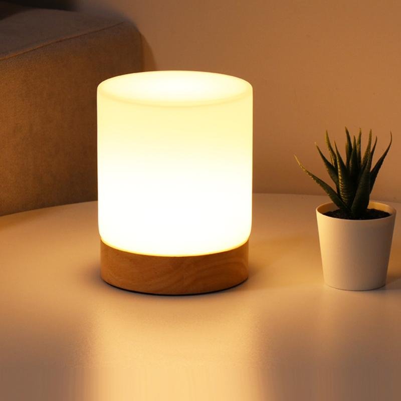 Mini Glass Table Lamp - Touch-Open, 360° Illumination for Nightstands 0