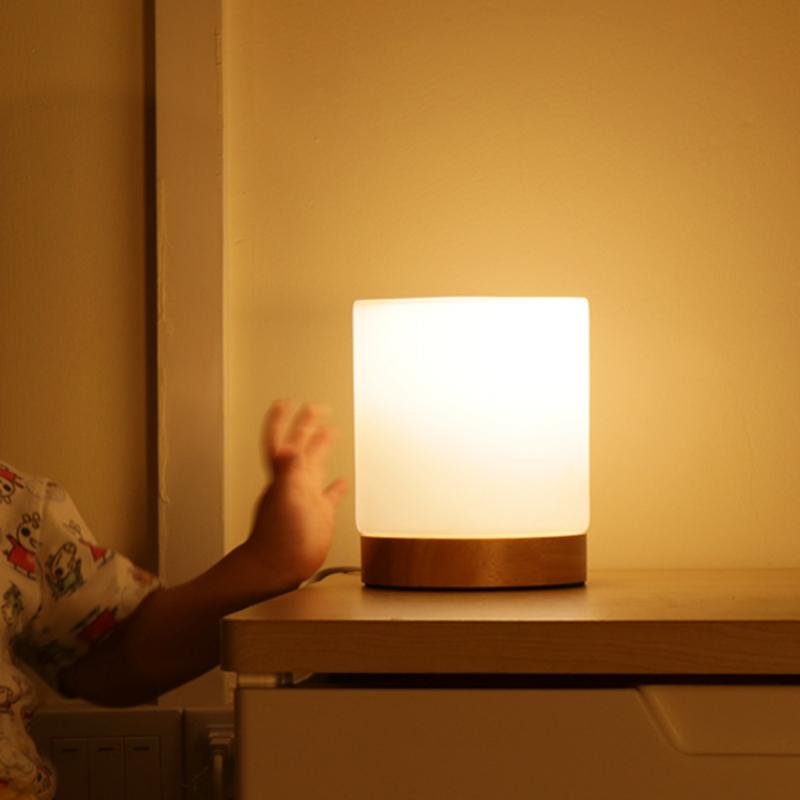 Mini Glass Table Lamp - Touch-Open, 360° Illumination for Nightstands 1