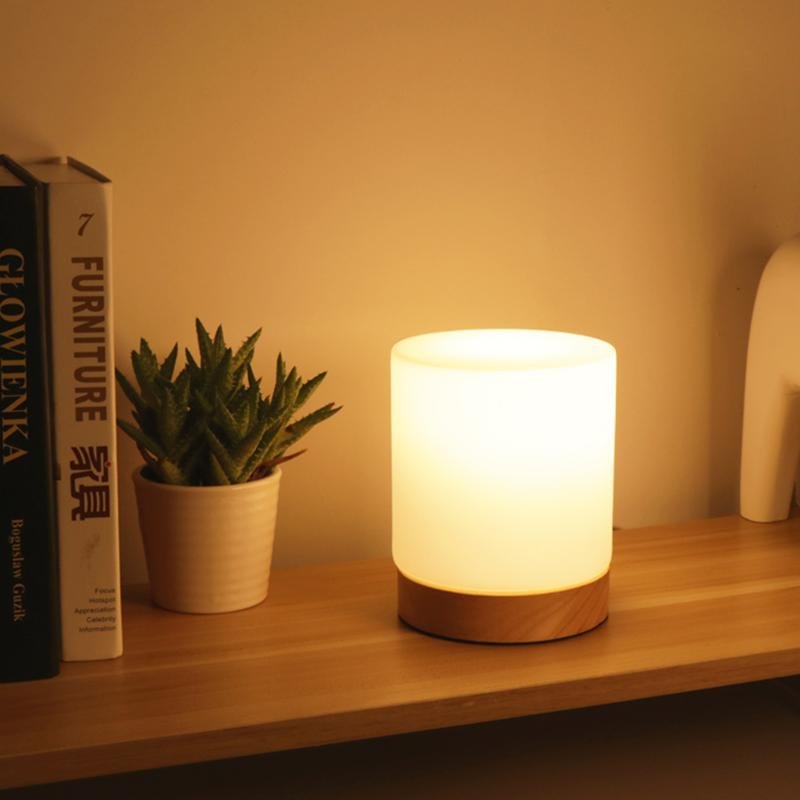 Mini Glass Table Lamp - Touch-Open, 360° Illumination for Nightstands 2