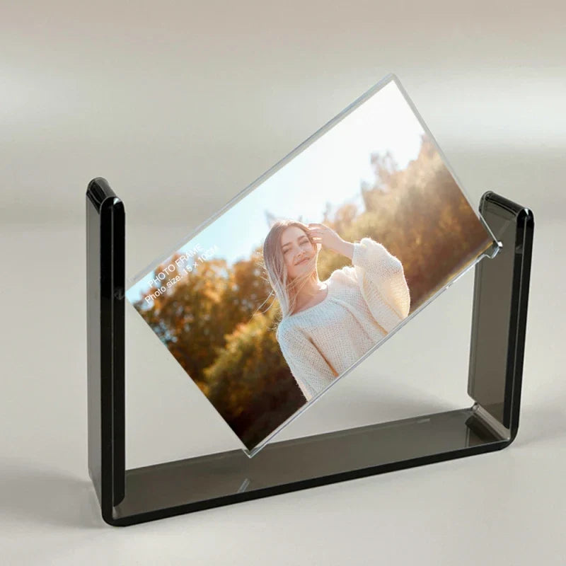 Minimalist Acrylic Photo Frame - Double-Sided, 360° Rotating Display 1