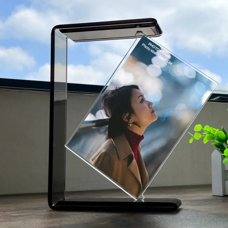Minimalist Acrylic Photo Frame - Double-Sided, 360° Rotating Display 2