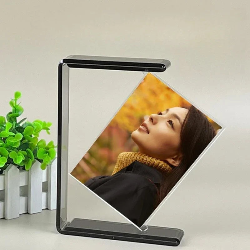 Minimalist Acrylic Photo Frame - Double-Sided, 360° Rotating Display 3