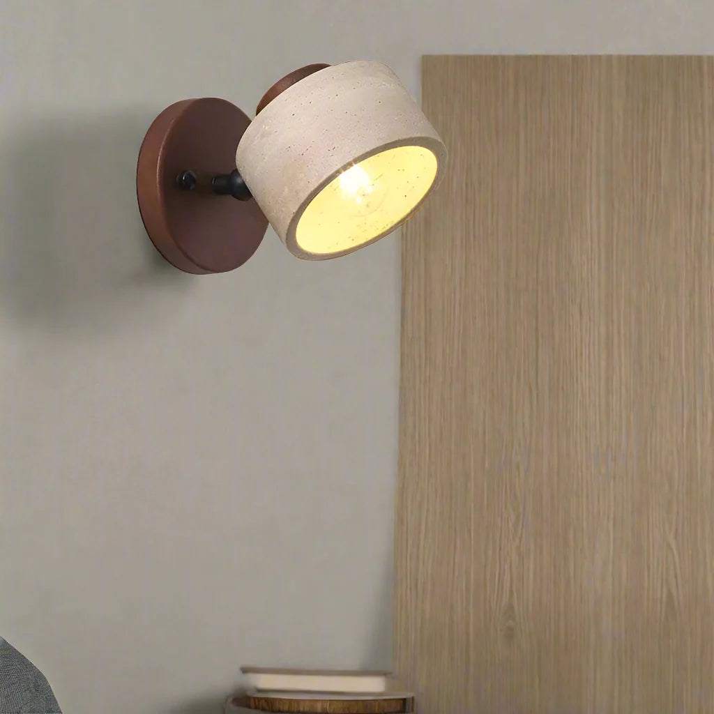 Minimalist LED Wall Sconce with Natural Travertine and Wood – Modern Wall Light for Ambient Illumination 4