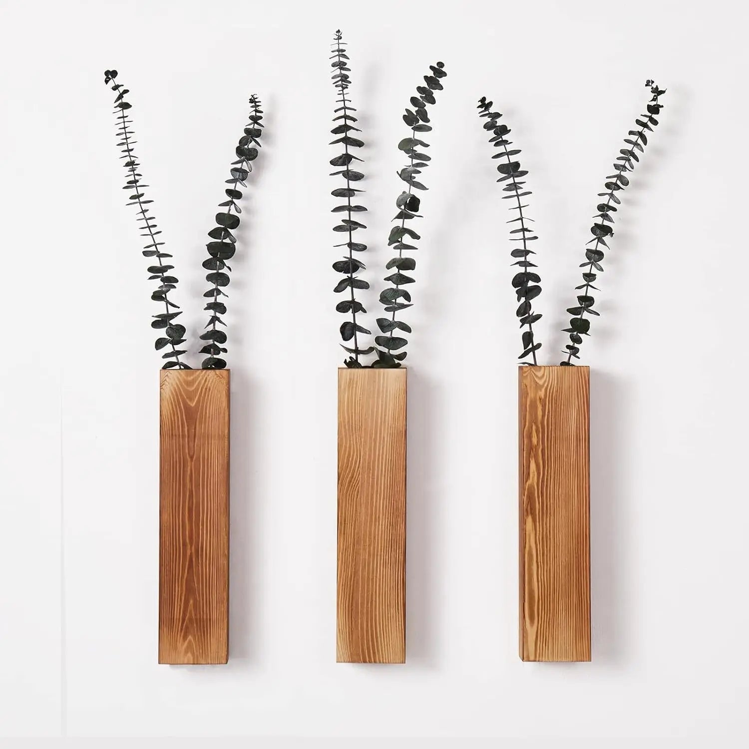 Minimalist Wooden Wall Vase - Natural Solid Wood Wall Mounted Flower Vase for Elegant Home Decor 0