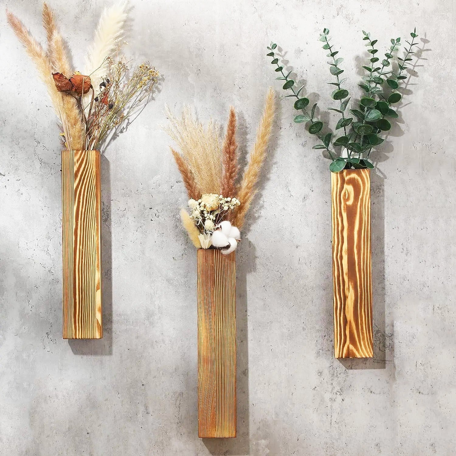 Minimalist Wooden Wall Vase - Natural Solid Wood Wall Mounted Flower Vase for Elegant Home Decor 1