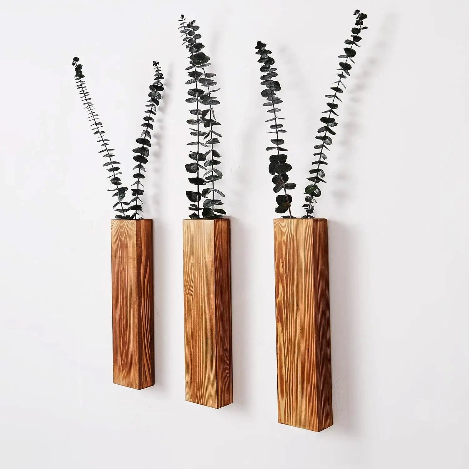 Minimalist Wooden Wall Vase - Natural Solid Wood Wall Mounted Flower Vase for Elegant Home Decor 2