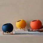 Modern Ceramic Plant Pot with Metal Stand - Vibrant Color Planters for Indoor Flowers and Houseplants 2