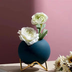 Modern Ceramic Plant Pot with Metal Stand - Vibrant Color Planters for Indoor Flowers and Houseplants 3