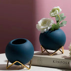 Modern Ceramic Plant Pot with Metal Stand - Vibrant Color Planters for Indoor Flowers and Houseplants 4