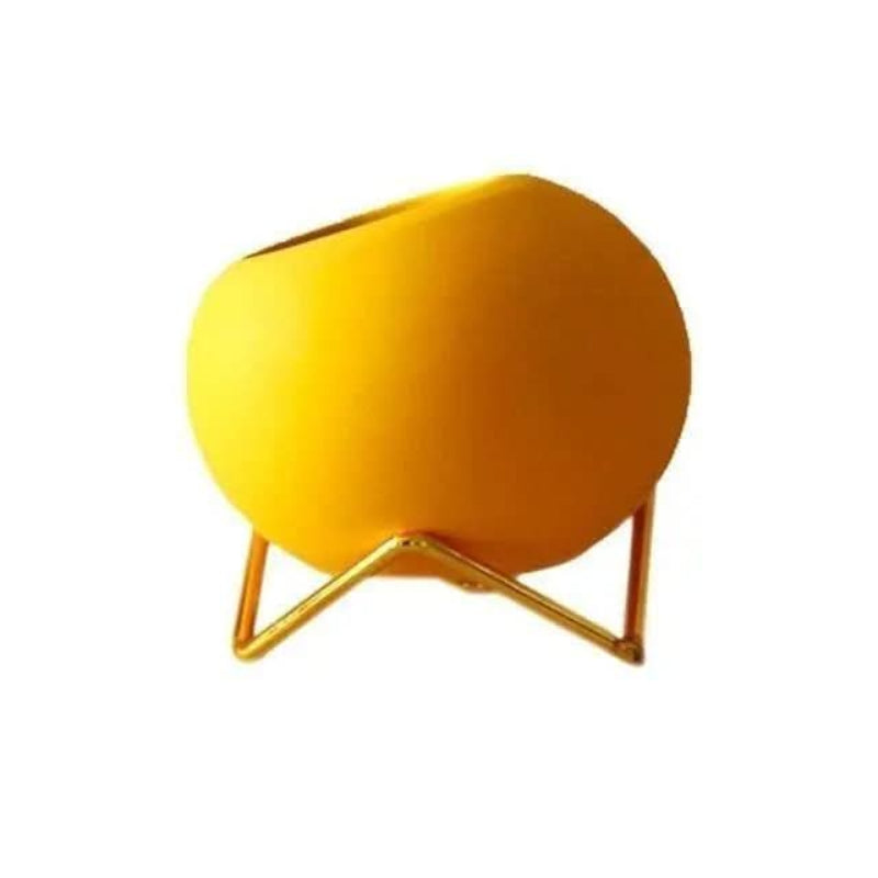 Modern Ceramic Plant Pot with Metal Stand - Vibrant Color Planters for Indoor Flowers and Houseplants 8