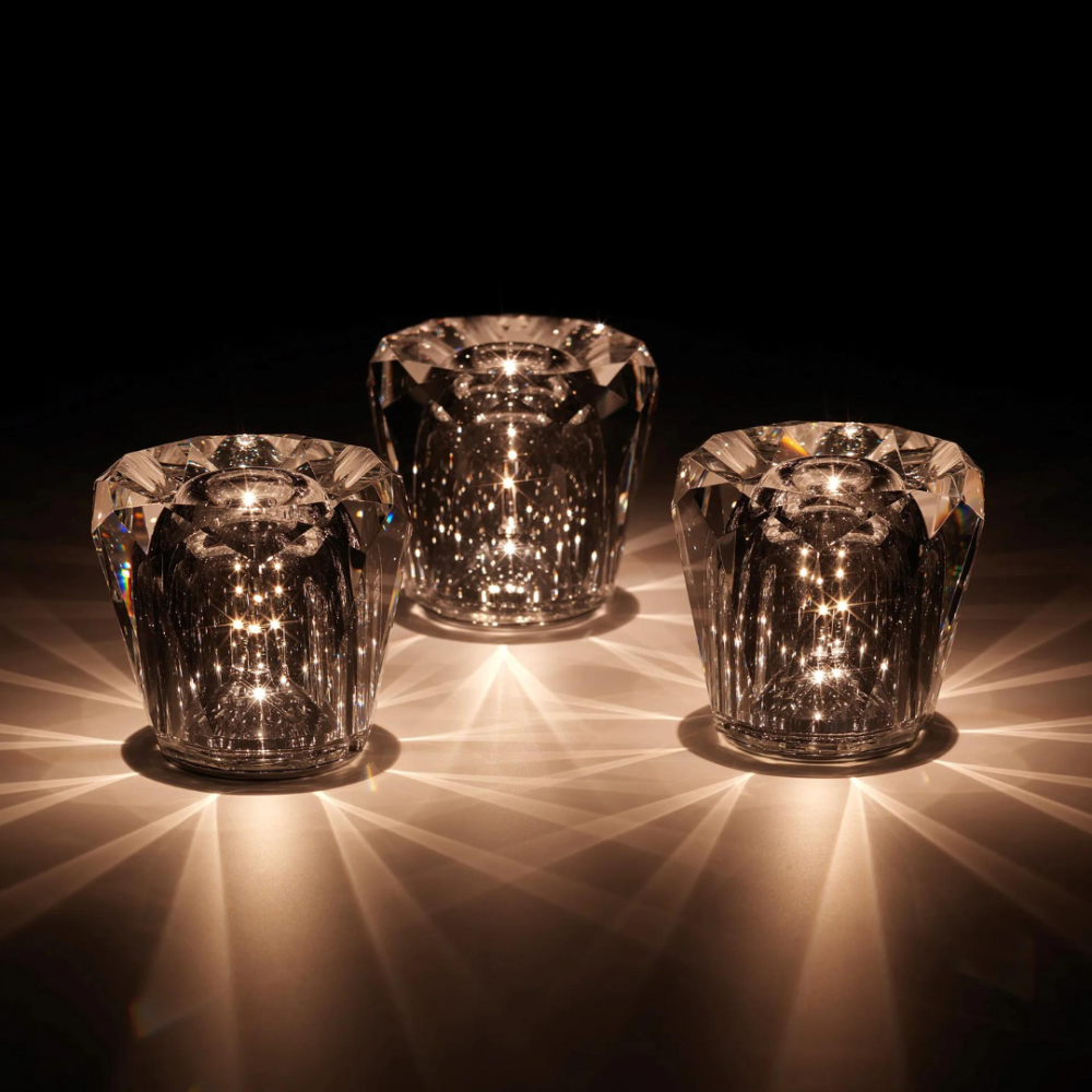 Modern Crystal Table Lamp – Multi-Faceted Glass Body, Rechargeable LED, Cordless Design for Bedside or Desk Use 3