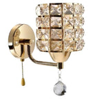 Modern Crystal Wall Sconce Light with E27 Base – Elegant Metal Fixture for Contemporary Interiors 0