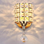 Modern Crystal Wall Sconce Light with E27 Base – Elegant Metal Fixture for Contemporary Interiors 2