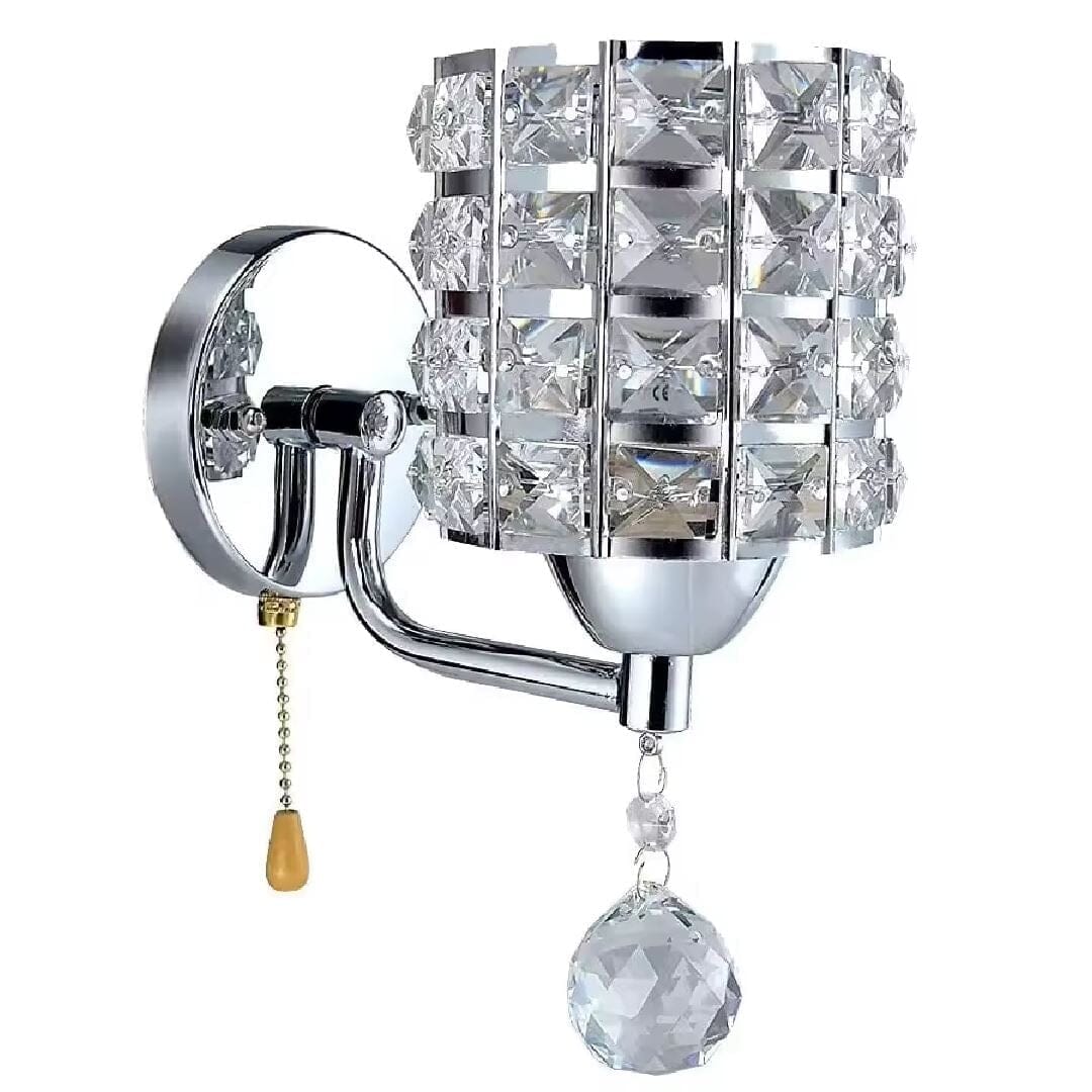 Modern Crystal Wall Sconce Light with E27 Base – Elegant Metal Fixture for Contemporary Interiors 4