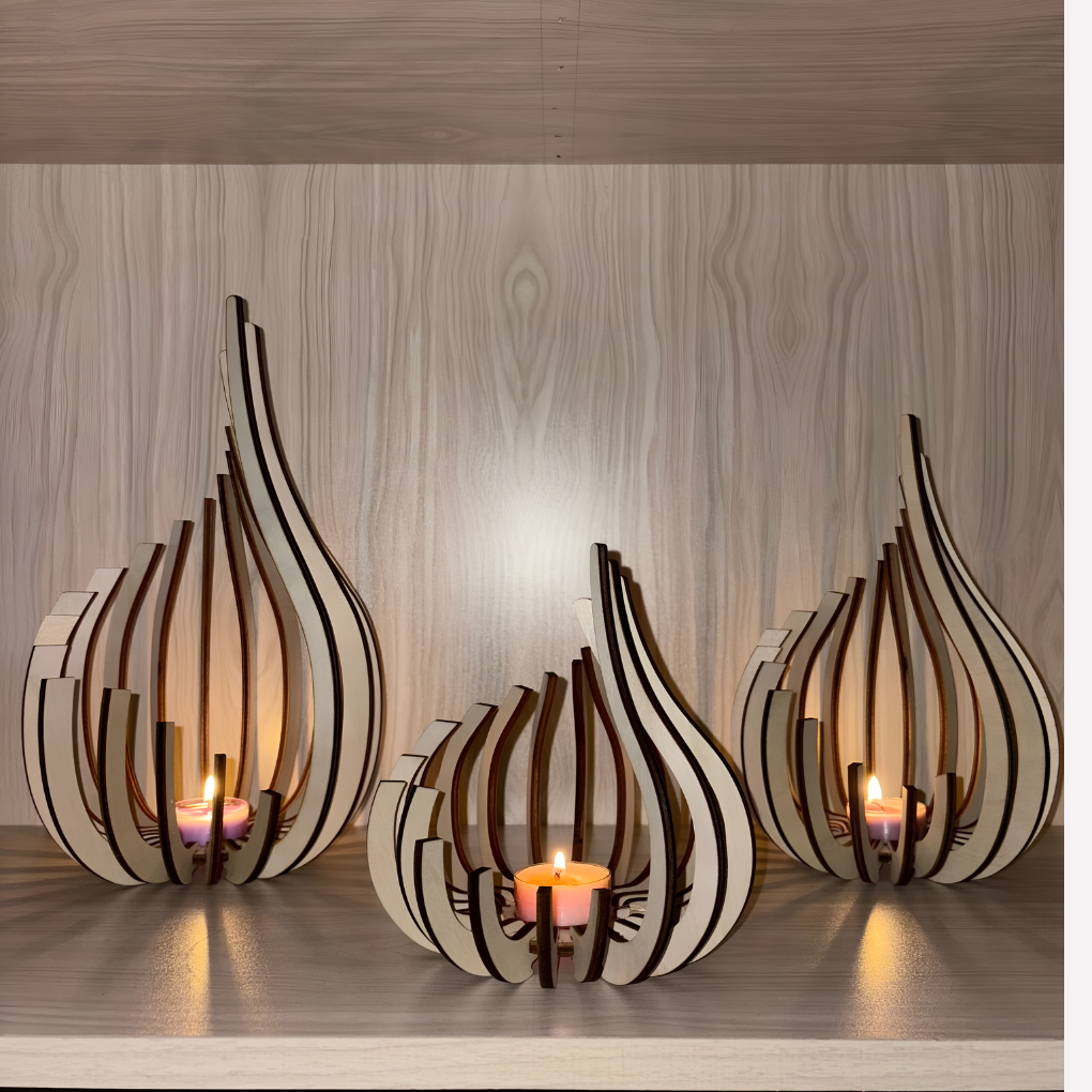 Modern Flame Shaped Candle Holder - Elegant Taper & Pillar Candle Display 0