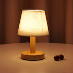 Modern LED Table Lamp with Vintage Linen Shade - USB Plug-In for Bedside or Living Room 0