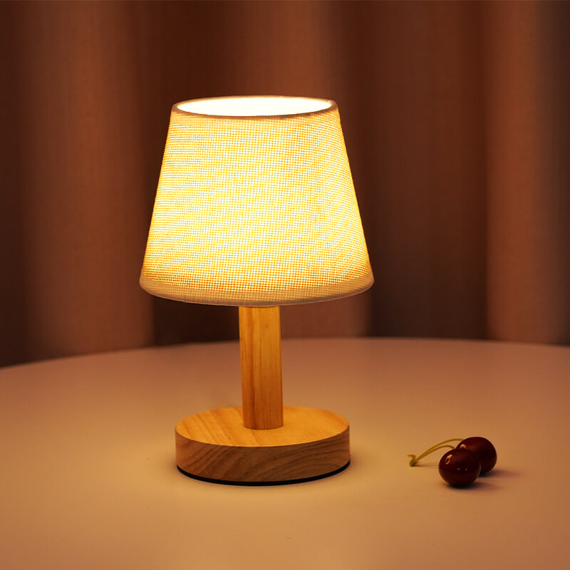 Modern LED Table Lamp with Vintage Linen Shade - USB Plug-In for Bedside or Living Room 1