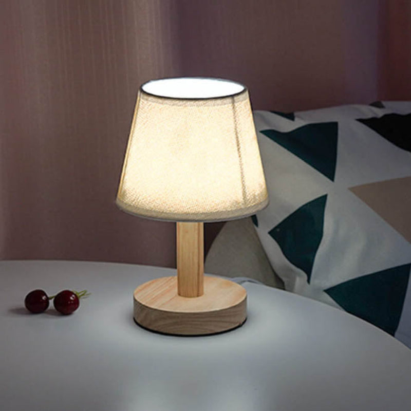 Modern LED Table Lamp with Vintage Linen Shade - USB Plug-In for Bedside or Living Room 2
