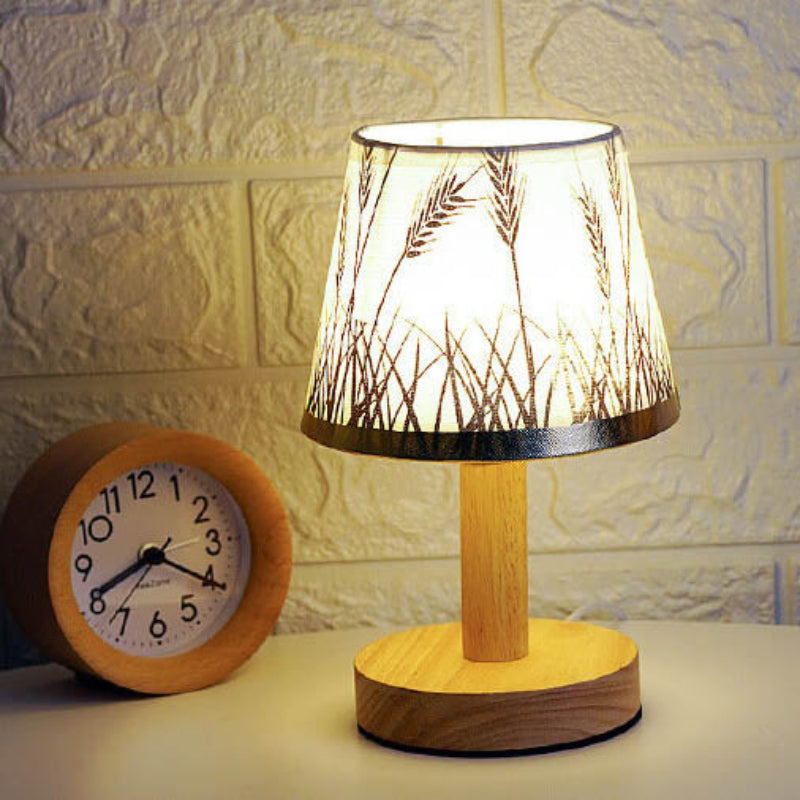 Modern LED Table Lamp with Vintage Linen Shade - USB Plug-In for Bedside or Living Room 3