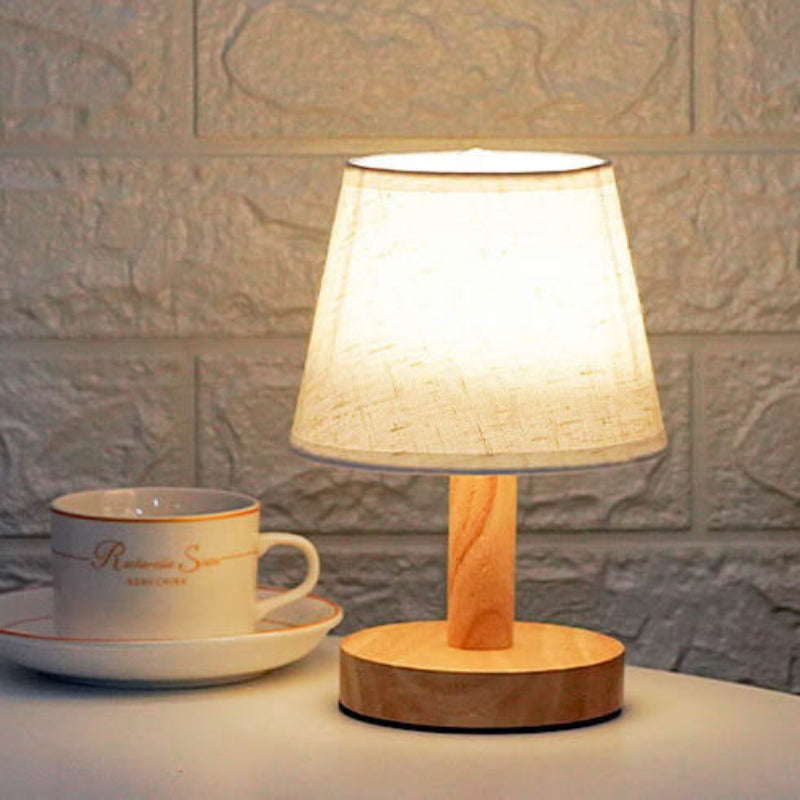 Modern LED Table Lamp with Vintage Linen Shade - USB Plug-In for Bedside or Living Room 4