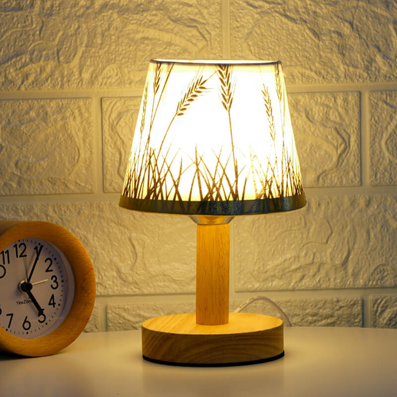 Modern LED Table Lamp with Vintage Linen Shade - USB Plug-In for Bedside or Living Room 5